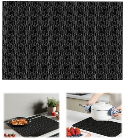 Yotlein Tapis Protection Plaque Induction 52 * 78cm Noir, Tapis Induction Silicone, Résistant à la Chaleur, Antidérapant et Résistant Aux Rayures, Réutilisable Facile à Nettoyer