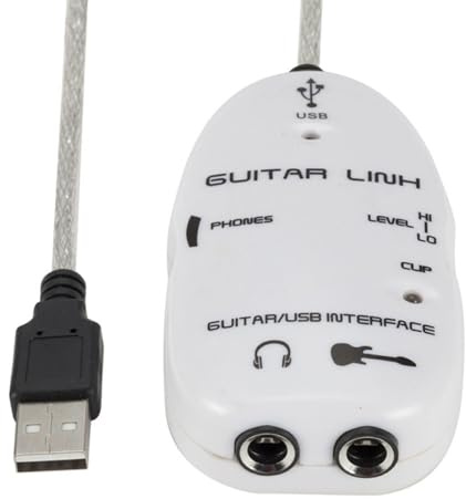 ZDETGU Adaptador de Cable Guitar Link para PC/computadora: Transforme su Guitarra en una Interfaz USB (WHITE)