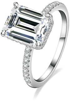 Ayoiow Ring Platin für Damen, 4ct Moissanit Dünn Damen Ringe Platin, Größe 52 (16.6)