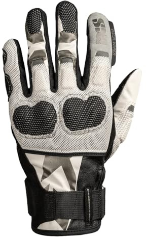 IXS Venture-Air 1.0 Motorradhandschuhe, atmungsaktive Adventure Handschuhe mit Mesh und Ziegenleder, TPU Knöchelprotektor mit SuperFabric, Touchscreen, CE EN13594, Schwarz/Grau