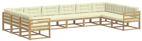 vidaXL Outdoor-Sofagarnitur mit Kissen 10 pcs Weiß und Creme, Moderner Garten-Sofa, strapazierfähige Lounge, Elegantes Patio-Sofa, Sitzplatz im Garten, Möbel für Poolbereich