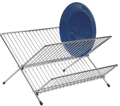 KitchenCraft Small Collapsible 2-Tier Dish Drainer Rack, 36 x 26.5 x 24.5 cm (14 x 10.5 x 9.5), Silver