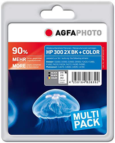AgfaPhoto APHP300SET2 Tinte für HP DJD2560, 14 ml schwarz und 12 ml farbig