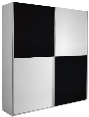 Rauch Möbel Subito Schrank Schwebetürenschrank Kleiderschrank Weiß/Grau Metallic, Schwarz, 2-türig, inkl. 2 Kleiderstangen, 2 Einlegeböden, BxHxT 181x197x61 cm