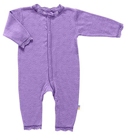 Joha Wolle-Seide Strampler violett mit Ajourmuster und Spitze