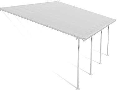 Canopia by Palram Terrassenüberdachung Alu Feria 4X6.06 Polycarbonat Hohlkammerplatten Pergola 606 x 385 cm Weiss zur Überdachung ihrer Terrasse