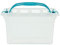 Whitefurze 7L CARRY BOX SECURE LID STRONG HANDLE CLEAR PLASTIC STORAGE CONTAINER TEAL CLIP