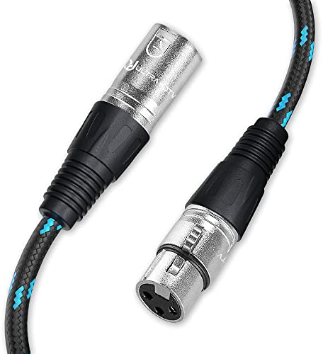 Cable para Micrófono XLR Macho a XLR Hembra de Ultra HDTV | Cable Premium de Nylon Trenzado con Conector de 3 Pines | Para Micro, Cámara, Amplificador, Mesa de Mezclas | Grabación Profesional - 0,5m