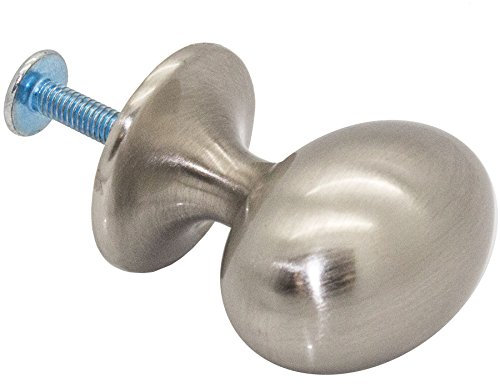 10x Brushed Nickel 35mm Oval Door Knobs - Kitchen Cabinet/Drawer/Cupboard Handle Pulls