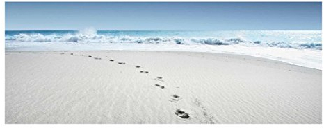 Bilderwelten Top Maritim Glasbilder Wandbild Foto Kunstdruck 40 x 100 cm, Spuren im Sand