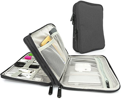 MyGadget Cable Bag Organiser [Large] - Electronic Accessories Travel Carry Case - Storage for Charger, Hard Drive, USB Sticks, Powerbank, SD Cards - Black
