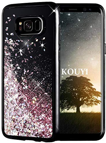 KOUYI Kompatibel mit Galaxy S8 Hülle Glitzer, Fließen Flüssig Glitzer Mode 3D Bling Dynamisch Silikon Flexible TPU Kreativ Shiny Glitter Cover Beschützer für Samsung Galaxy S8 (Roségold)