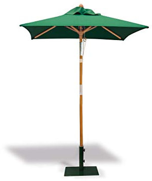 Jati Umbra 1.5m Small Tilting Garden Parasol with Cover (Green) - Square | Single-Pulley | 2-Part Pole