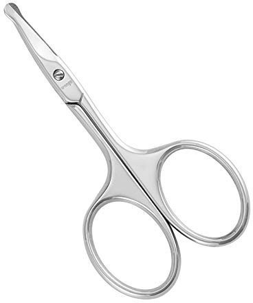 LIVINGO 9cm Rounded Curved Nose Hair Scissors, Premium Stainless Steel Safety Small Blades Use for Manicure Cuticle Trimming Facial Hair, Eyebrow, Dry Skin