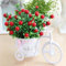 Lamf Fahrrad künstliche Blume Dreirad Blumenkorb Garten Nostalgie Fahrrad künstliche Blume Deko Pflanzenständer Mini Fahrrad Blumenständer für Zuhause Hochzeit Dekoration