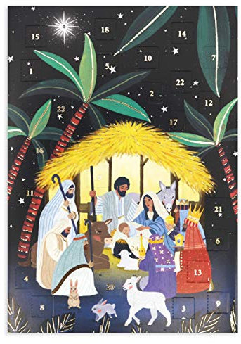 Adventskalender-Karte mit Aufschrift The Kativity Away in A Krippe