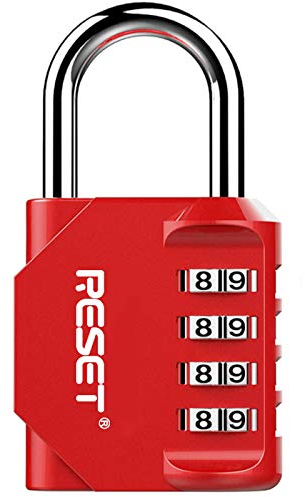 RESET-060 - Cadenas Rouge à Combinaison de 4 Chiffres, Idéal pour Casiers d'École, Gym, Sport, Clôtures, Boîtes à Outils, Portails, Valises et Loquets