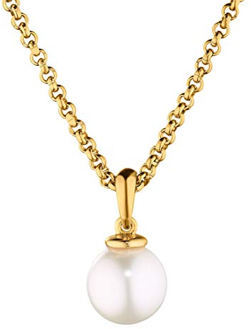 Heideman Halskette Damen Perlanhänger goldfarbend aus Edelstahl gold farbend matt Kette für Frauen mit Perle weiss