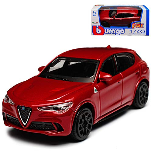 Alfa Romeo Stelvio Typ 949 SUV Rot Metallic Ab 2017 1/43 Burago Modell Auto mit individiuellem Wunschkennzeichen