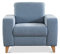 CAVADORE Sessel Lotta / Skandinavischer Polstersessel mit Federkern und Holzfüßen / 98 x 88 x 88 / Webstoff, Hellblau