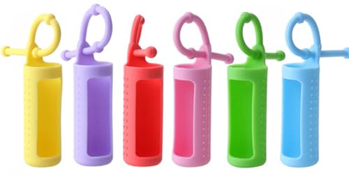 SOLUSTRE Silikon Roller Flasche Halter Hülse Bunte Weiche Die Durchführung Ätherisches Öl Flasche Abdeckung für Reise Die Durchführung Ätherisches Öl Parfüm 6Pcs 6 Farben (10 Ml)
