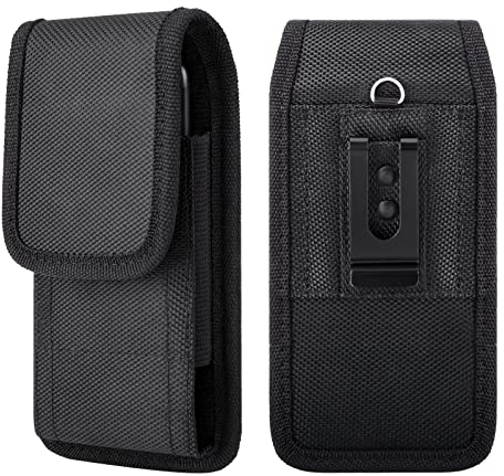 Funda Cinturón Vertical para Móviles y Smartphones Bolsas de Telefono con Clip de Cinturón para Teléfonos de 5,2-6 Pulgadas Negro