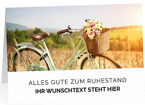 XXL Abschiedskarte PERSONALISIERT (A4) - Motiv Fahrrad - große Klappkarte für Kollegen mit Umschlag zur Rente Ruhestand Pension Kündigung