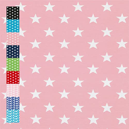 Swafing Verena Jersey 3,5cm große Sterne Baumwolle (Sterne groß, hellrosa, 0,5m)(431)