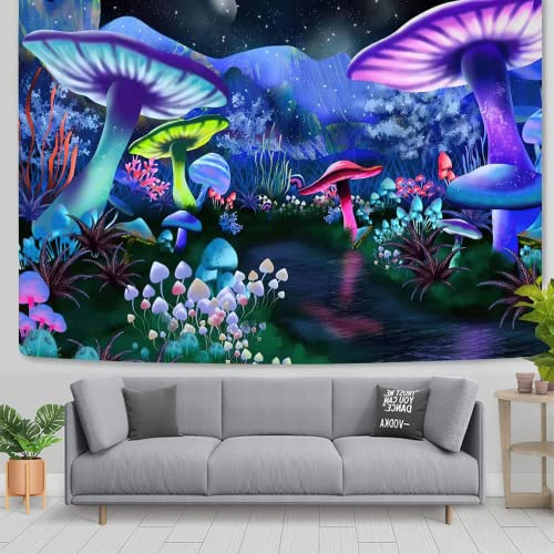 Arawat Wandteppich Psychedelic Pilze Wandtuch Wald Wandteppiche Illusionen Wandteppich Aesthetic Wandtuch Mond Tapisserie Landschaft Wandtuch Hippie Trippy Tapestry Mushrooms Wanddeko (150x200cm)