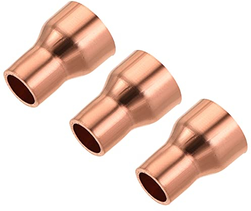 sourcing map 3 Stück Kupfer Reduziermuffe Fitting mit Schweißende für HLK-Kälteadapter 1/4 x 3/8 Zoll ID