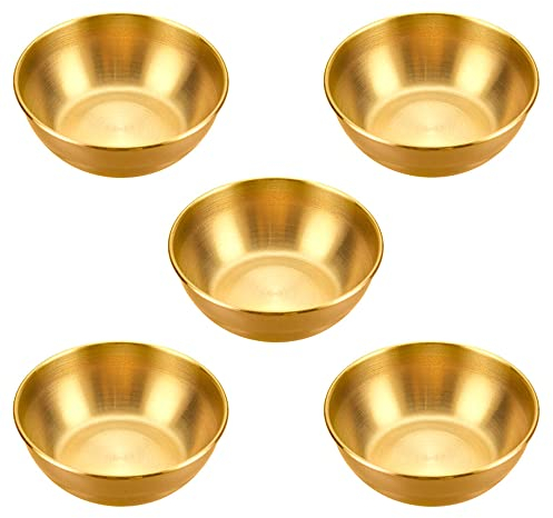 Belvanr Coupelles à Sauce en Acier Inoxydable Lot de 5 Mini Bols Ronds en Acier Inoxydable Plats de Soucoupe en Acier Inoxydable Mini Coupelles à Sauce Plats d'assaisonnement Rond pour Sauces Soja