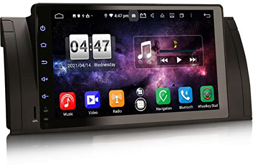 Erisin 9 Pouces 8 Core 4 Go + 64 Go Android 11 Autoradio Bluetooth GPS pour BMW Série 5 E39 X5 E53 Support Carplay Android Auto DSP Dab+ WiFi OBD2 TNT 4G FM Radio RDS USB Écran Tactile TPMS SD