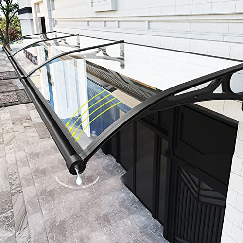 Aluminium-Vordach Überdachung Haustürvordach in 60 oder 80cm Breite,Transparent Pultvordach Uv Regen Schneeschutz Rundbogenvordach,Polycarbonat Vollpappe Türüberdachung (80x160cm)