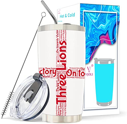 Insulated Coffee Cup 600ml Stainless Steel Cup, Vacuum Insulated Cup Double Wall Reusable Steel Tumblers with Straws & Cleaning Brush& 2 Multifunctional Cover for Hot/Iced Coffee/Beer, BPA Free