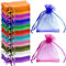 100 pieces Pochette Cadeau Coloré Sachet organza Gift Bags Bijoux Sac en 7x9 cm Tulle Bonbon Dragees de Lavande Marriage Sacs à Cordon petit pochette tissu