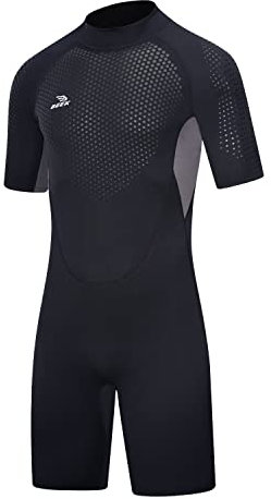 Neoprenanzug Damen und Herren Kurz 3mm für Herren Rückenreißverschluss zum Tauchen, Schnorcheln, Surfen, Kajakfahren, Kurzarm-Neoprenanzug für Wassersport
