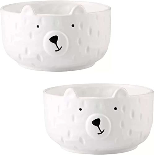 Ceramic Soup Bowls,Breakfast Bowl Mug Bowls,Noodles Bowl,Ceramic Cereal Bowls Set of 2, Small Cartoon Soup Bowls, Kawaii Cartoon Breakfast Bowls-pig-1000ml 35oz ( Color : Bear , Size : 1000ml 35oz )