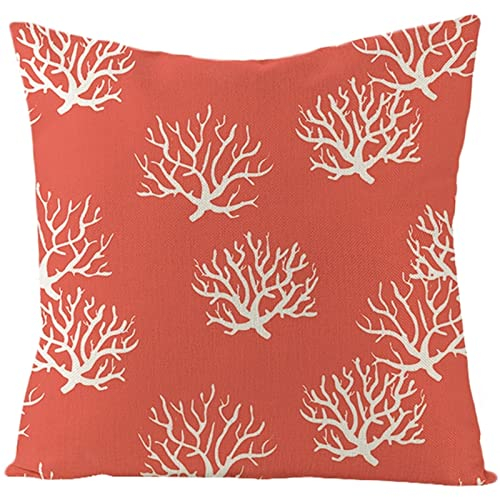 1 Kissenbezüge 40x40cm, Kissen Fall Für Sofa Korallrot Koralle Leinen Kissenbezüge Sitzkissen Dekokissen Couchkissen Dekoration