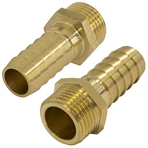 AERZETIX - C67076 - Juego de 2 - Racor macho acanalado 1/2 para manguera Ø16mm - rosca exterior - para llave 22mm - adaptador conector sistema circuito de irrigación riego bomba - en latón