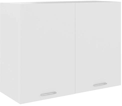 BULANED Hängeschrank, Hängeglasschrank Küche, Küchenschrank, Schrank Mit Glastüren, Küchenhängeschränke, Wandvitrine Hängend, Weiß 80x31x60 cm Spanplatte