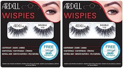 Ardell Double Wispies 113 False Eyelashes Bundle, DUO Glue Included, Vegan Friendly, 1 Pair (Pack of 2)