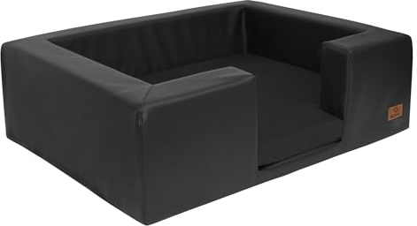 elGiga Hundebett Andy aus Kunstleder - Innenkissen waschbar - M 80 x 60 cm