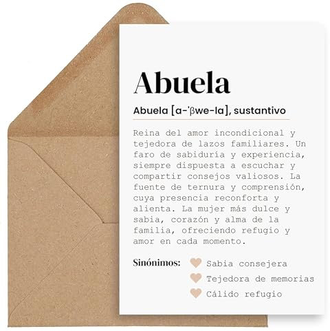 CONTRAXT Tarjeta abuela. Regalos para abuelas Detalles originales felicitacion postales español feliz dia de la abuela