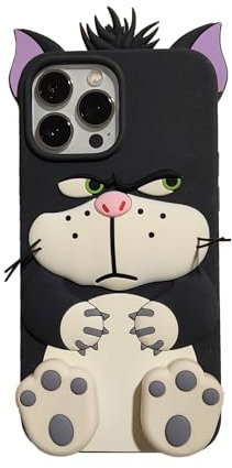 Unichthy Compatible with iPhone 13 Pro Max Case for Kids 3D Cartoon Soft Silicone Cover |Cute Claw Kickstand| Animal Character Funny Shockproof Protective Skin Naughty Cats for iPhone 13 Pro Max
