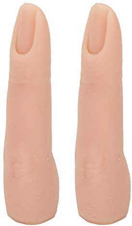 2PCS Silicone Fingers for Nail Practice, Flexible Bendable Nail Finger Practice Model Nail Art Practice Training Display Fake Finger for Nail Art Jewelry Ring Display (Skin Color)