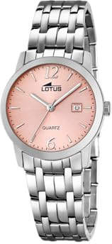 LOTUS Reloj Mujer Analógico de Acero Inoxidable 316l Plateado | Movimiento de Cuarzo, Cristal Mineral de Alta Resistencia, Resistente al Agua 5 ATM, Calendario, Special Prices 18961/2