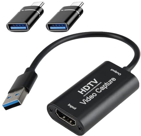 Wisesurf HDMI to USB Capture Card, 4K Video Capture, 2 USB Ports, Compatible with Gaming Console, Camera, Laptop, for Streaming, Recording, Broadcasting