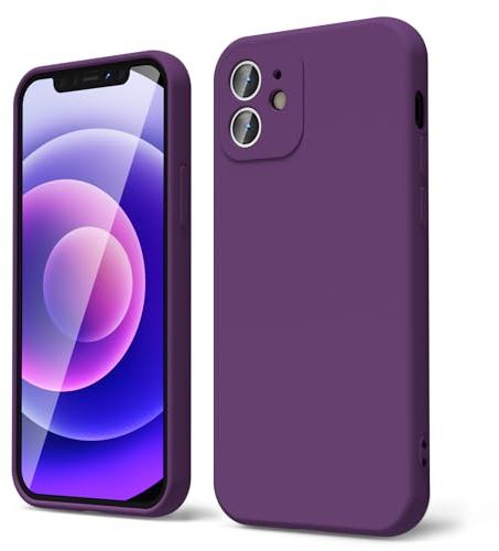 oakxco für iPhone 12 Mini Hülle Silikon Case mit Kameraschutz, Ultra Dünn Bunt Handyhülle Mädchen, Einfarbig Handy Hülle Slim Schutzhülle, Matt TPU Weich Gummi Glatt Silikonhülle Bumper, Violett Lila