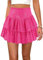 Segreto Damen Glitzer Pailletten Rock A-Linie Hohe Taille Kurz Minirock Dehnbar Party Faltenrock Rosa Rot