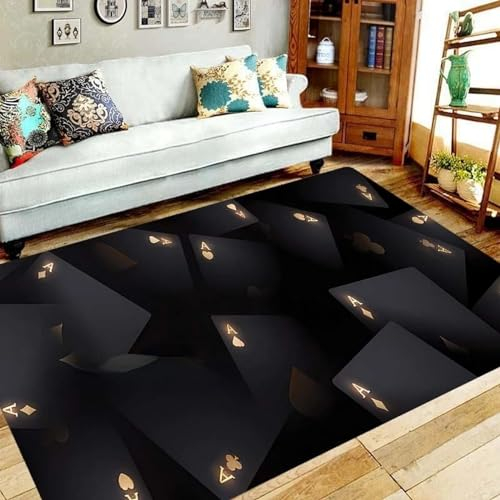 3D Magisches Spielkartenmuster Teppich Kinder Jungen Kinderzimmer Gaming Teppich Schlafzimmer Dekoration Wohnzimmer Kurzflor Krabbelmatte Modern Weich Kinderteppiche Waschbarer 200 X 300 Cm / 78. -2W4